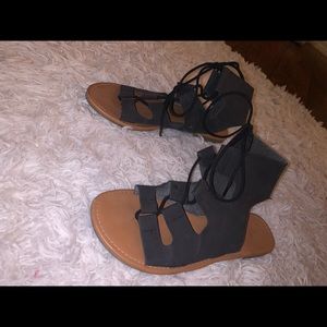 cute lace up Black and Tan sandals